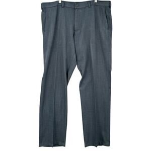Haggar H26 Grey Flat Front With Belt Loops Dress Pants‎ Trousers Mens 40 X 30